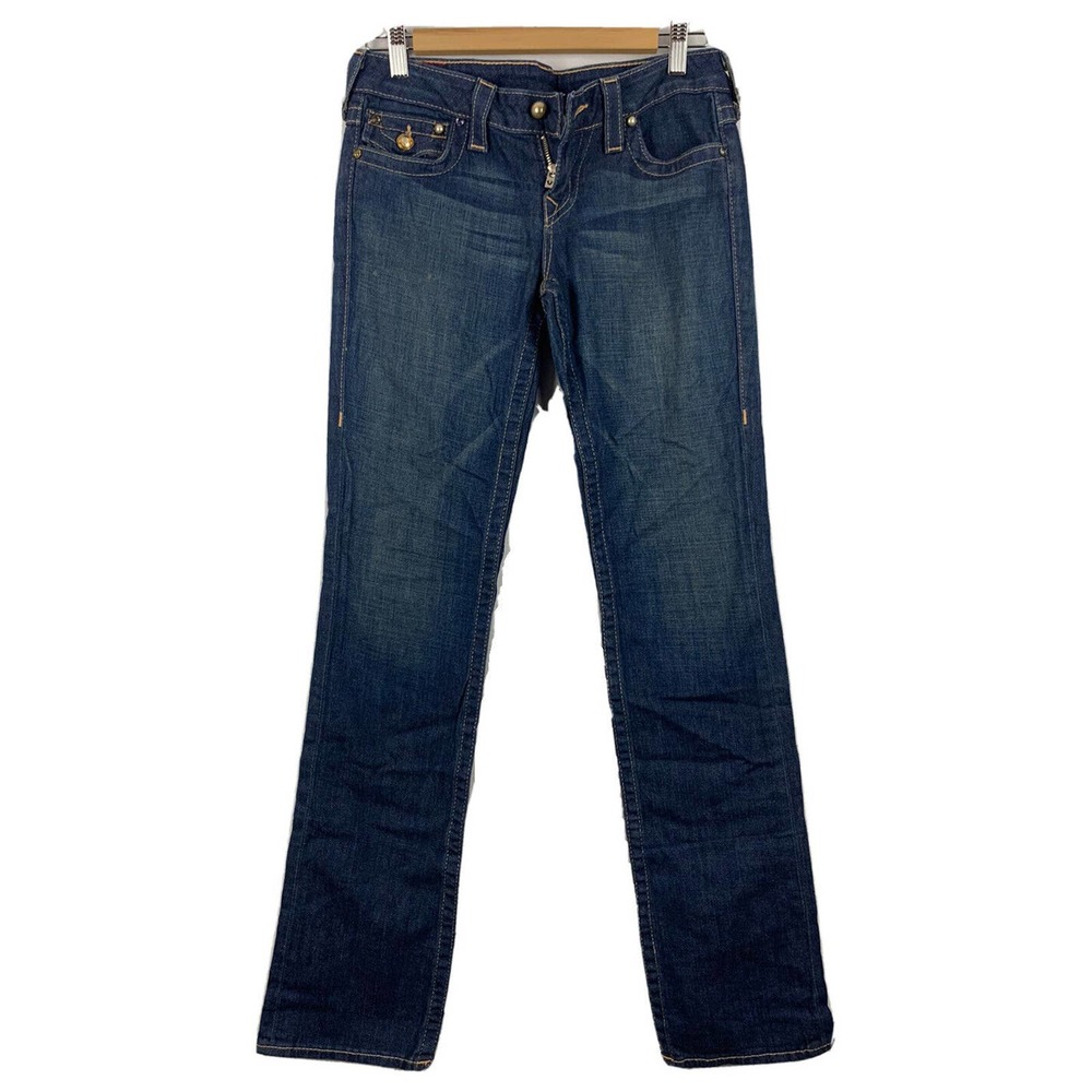 TRUE RELIGION Jeans STRETCH STRAIGHT W/ PAVE CRYSTAL on Front & back SIZE 28